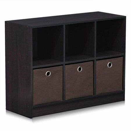 HIGHKEY 3 x 2 in. Basic Bookcase Storage with Bins, Dark Walnut LR370637
